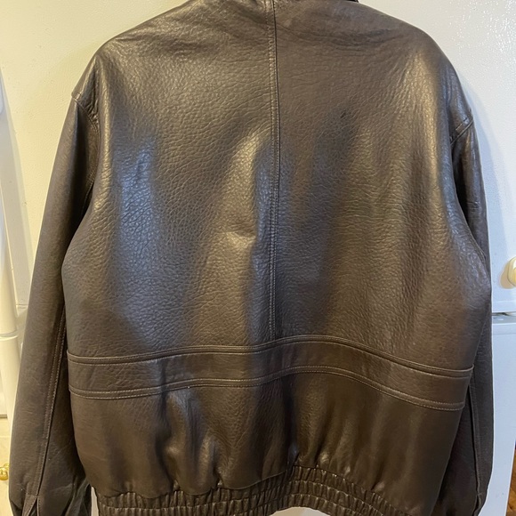 Reed Men’s Brown Leather Bomber Jacket Size Large - Picture 4 of 8